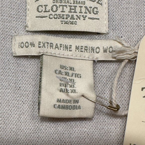 NWT - TELLURIDE Wool Sweater Size XL 100% Extrafine Merino Wool Off-White Cream - Picture 2 of 5